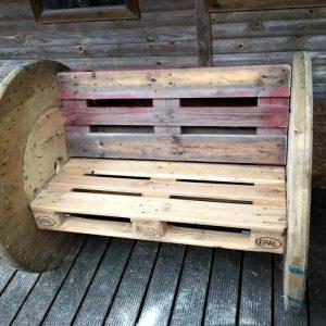 wooden pallet and spool bench