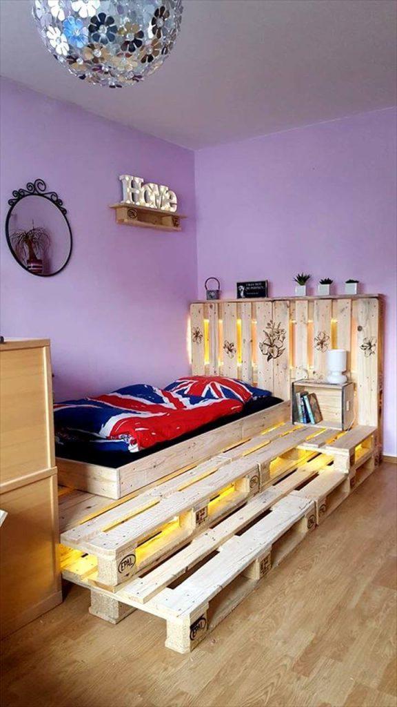 Toddler Pallet Bed with LED Lights - Easy Pallet Ideas