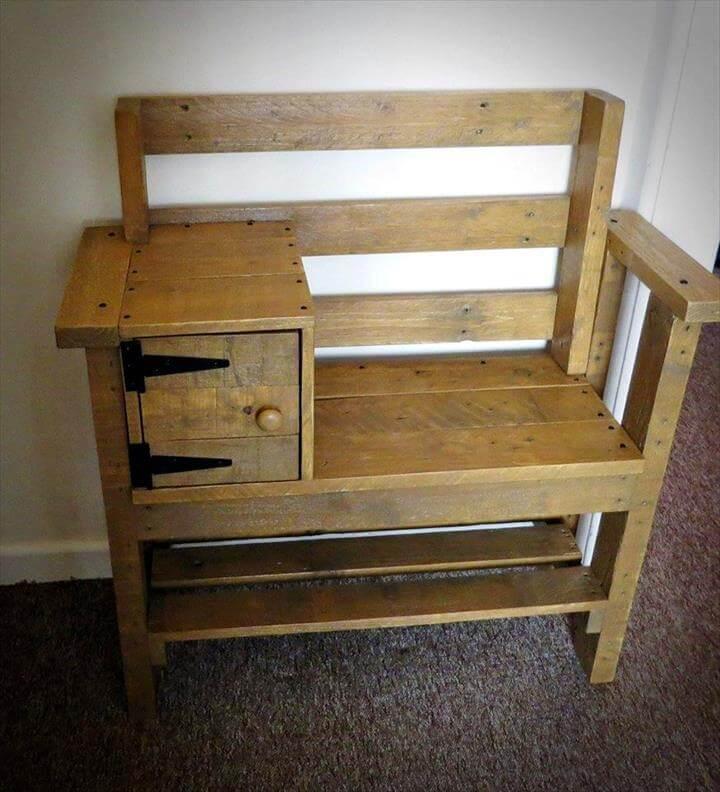 Wooden bench with shoe rack