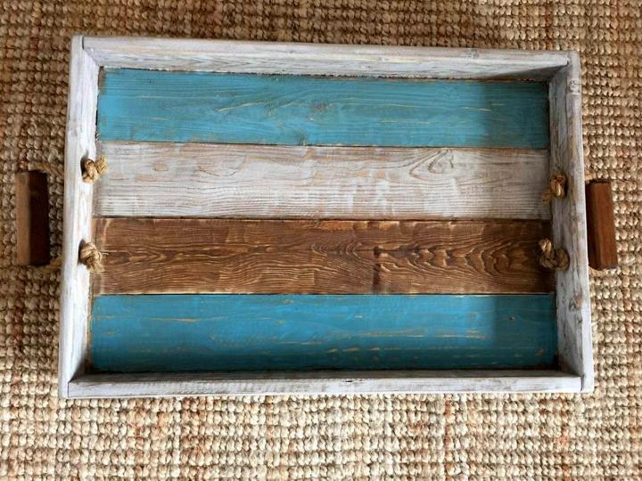 rustic pallet tray with rope handles