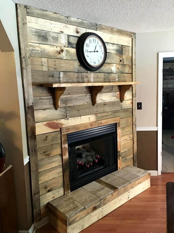 custom wooden pallet fireplace
