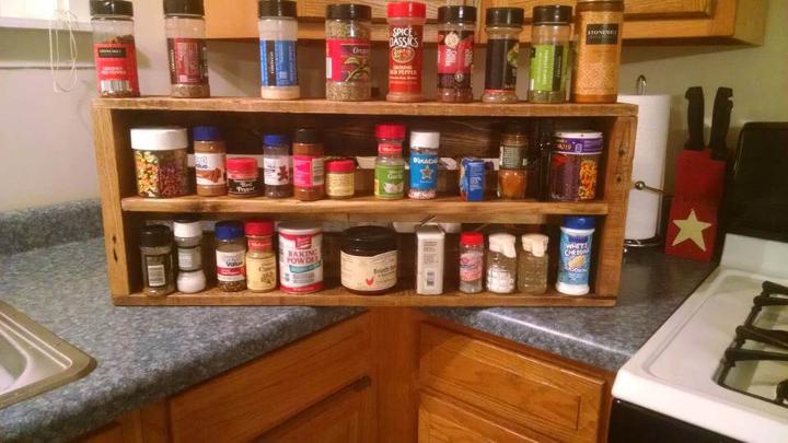 handcrafted wooden pallet spice rack