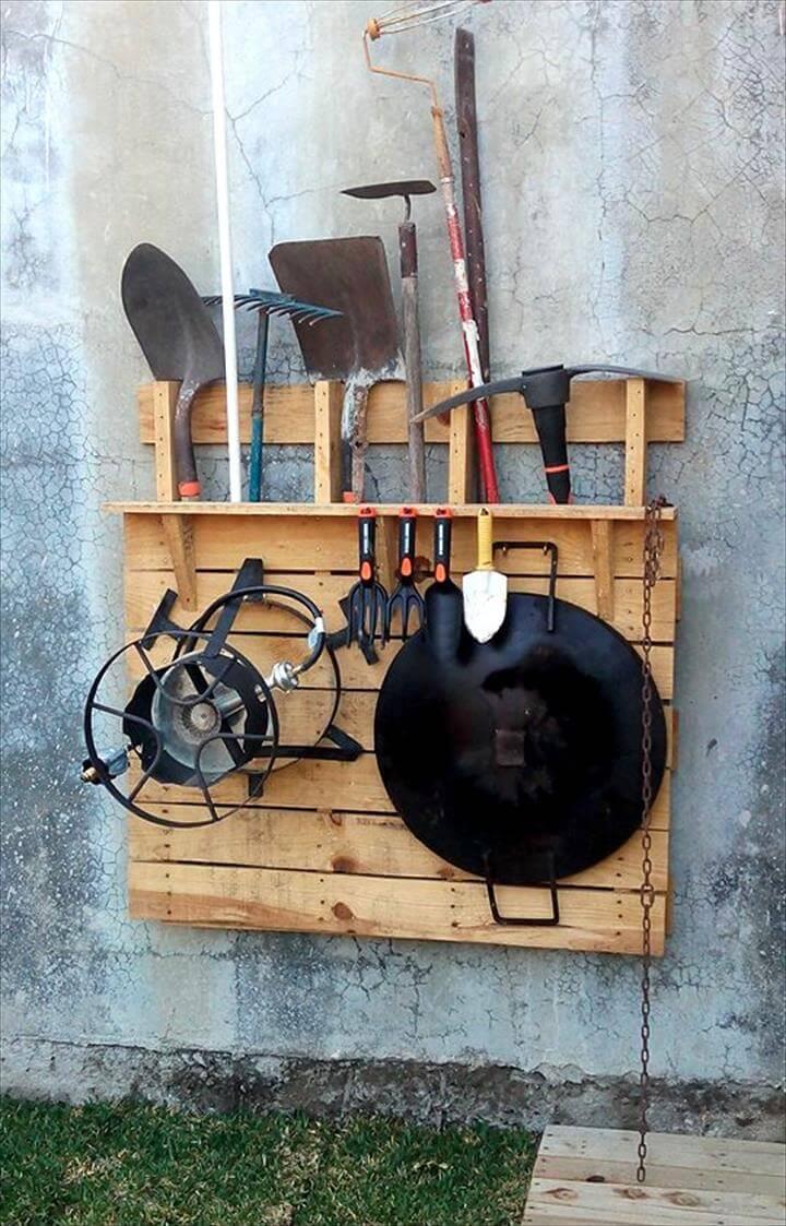 handmade pallet garden tool rack