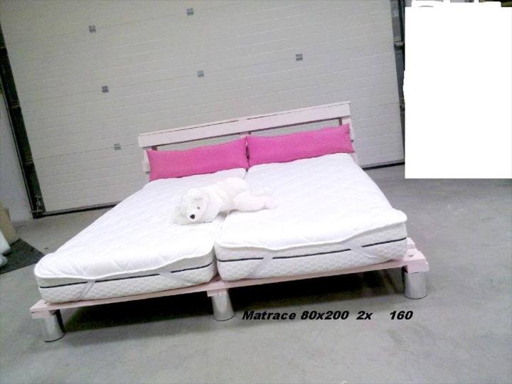 handcrafted pallet bed with tilted headboard