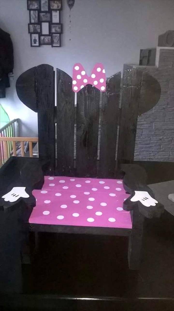 handcrafted pallet Mickey and Minnie chair