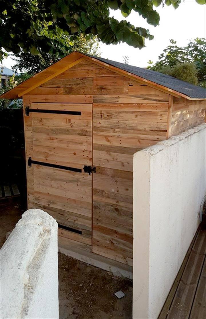 handcrafted wooden pallet garden shed or cabin