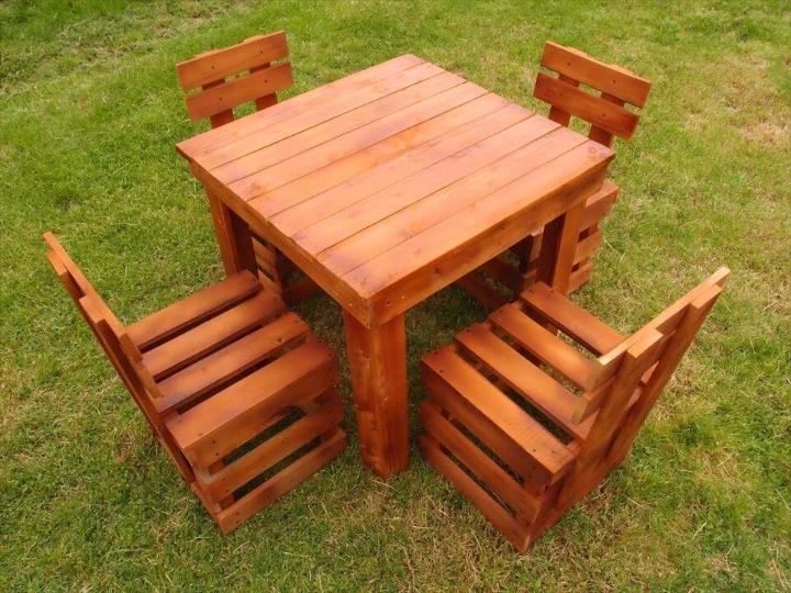 low-cost wooden pallet garden sitting set