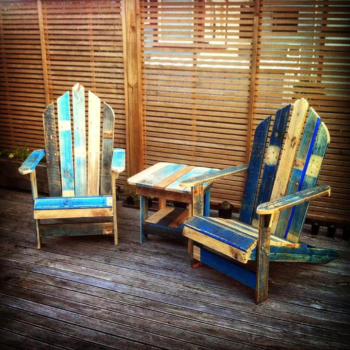 custom painted pallet Adirondack chair set