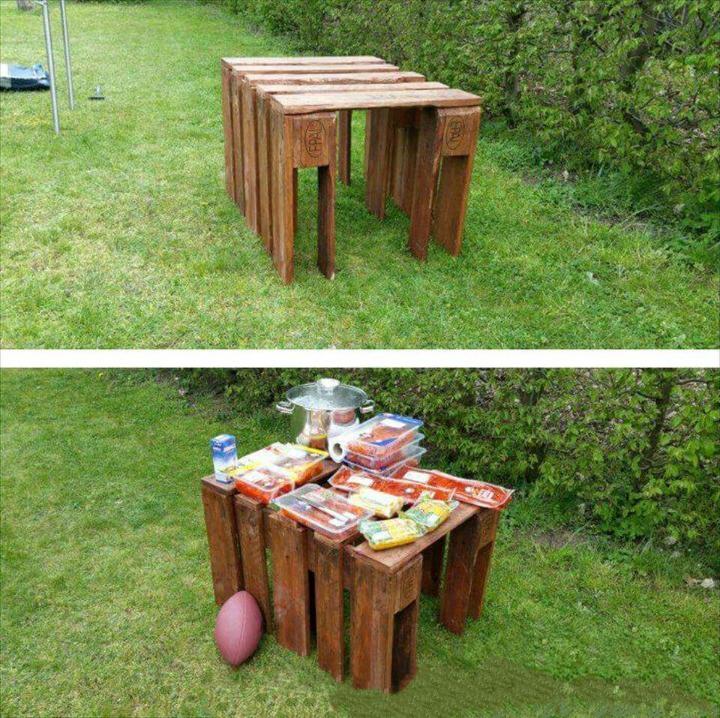 upcycled wooden pallet picnic table