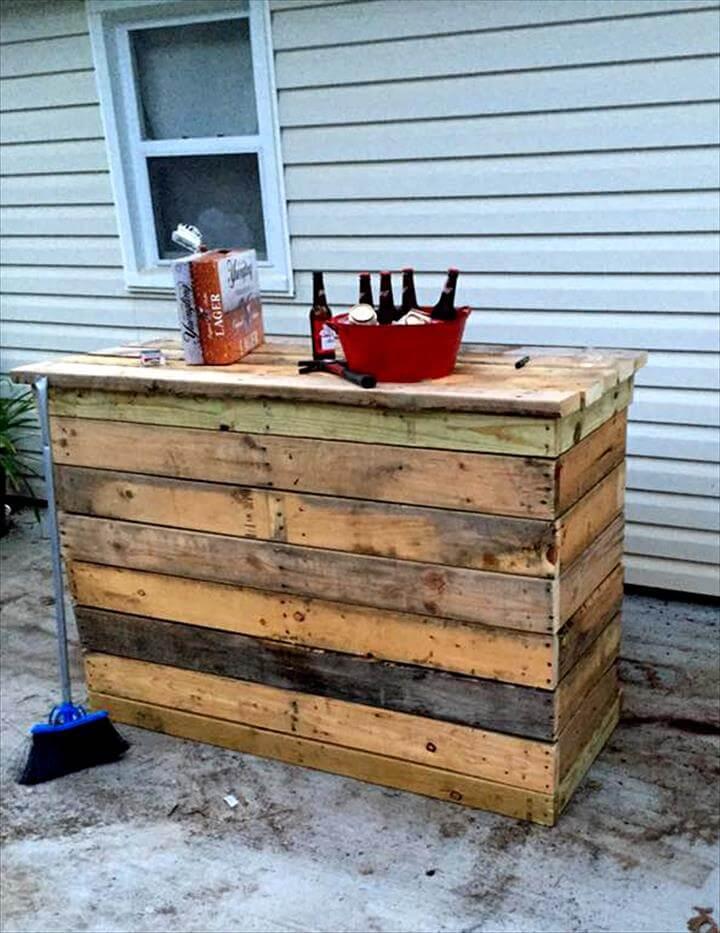 handcrafted wooden pallet bar