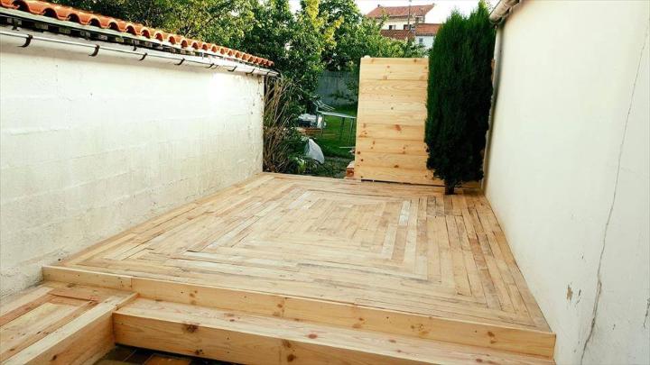 wooden deck installed with pallets