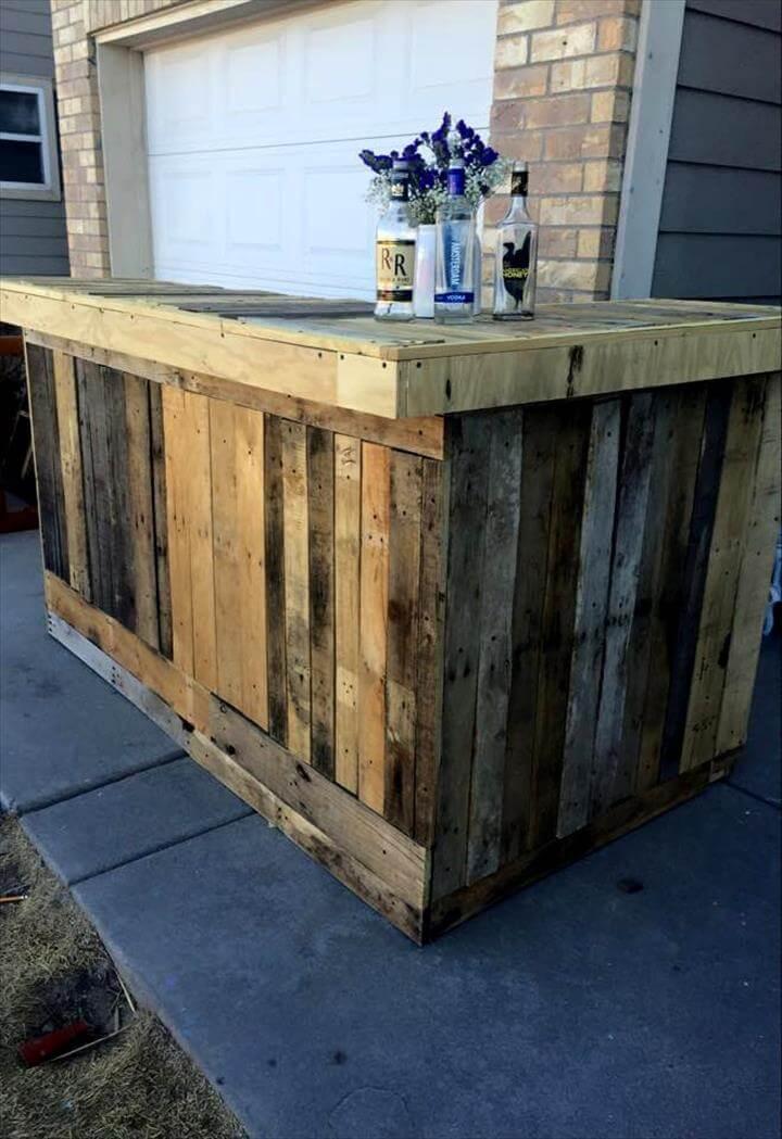rustic wooden pallet bar table