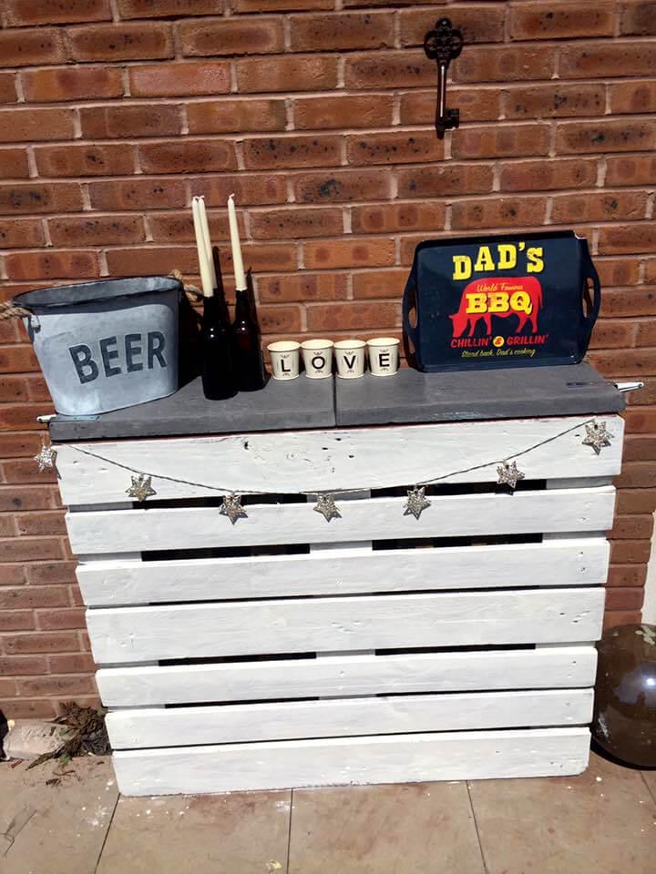 mini wooden pallet bar with concrete counter