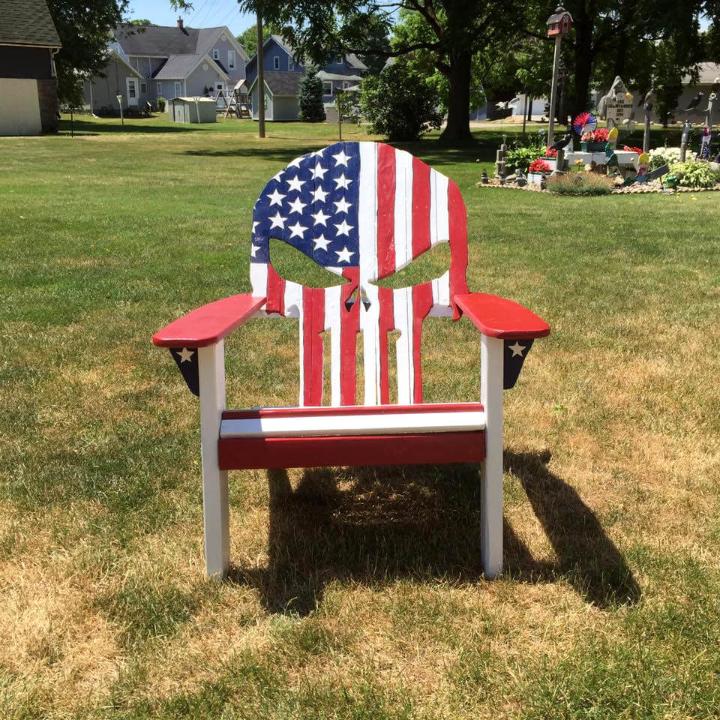 diy pallet Adirondack skull chair with painted country flag