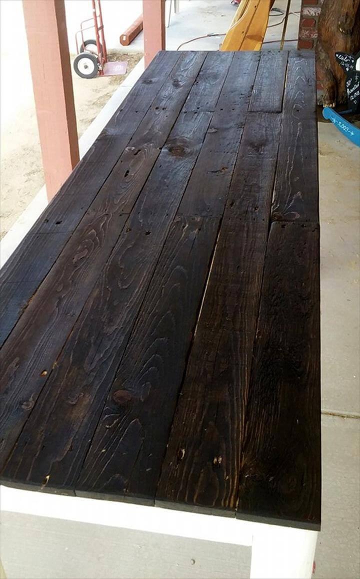 recycled pallet white and black entryway table