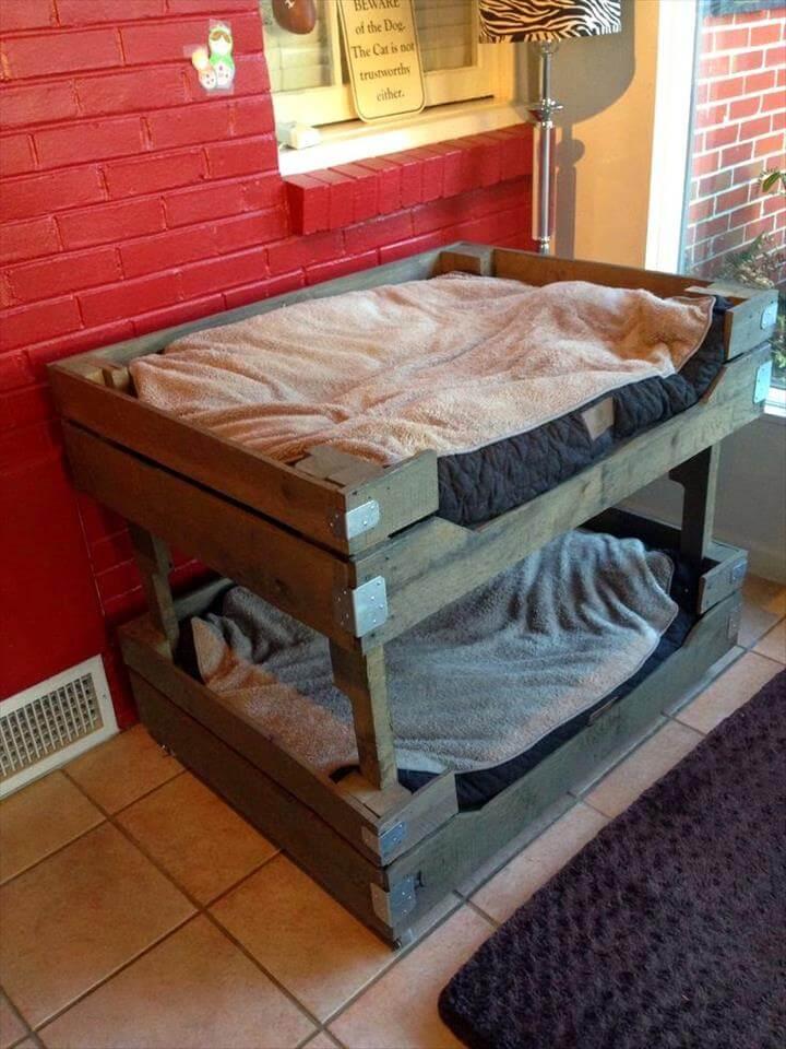 rustic grey painted pallet dog bed