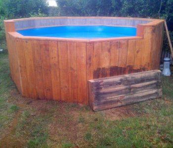 repurposed wooden pallet outdoor swimming pool