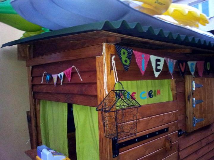 reclaimed wooden pallet playhouse for kids