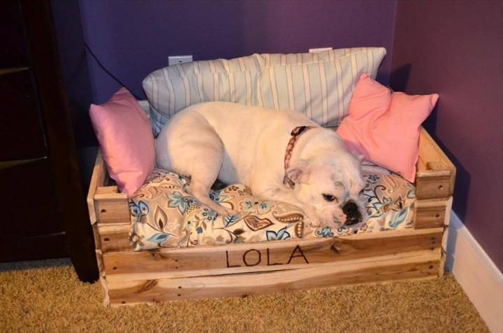 rustic yet sturdy wooden pallet dog bed