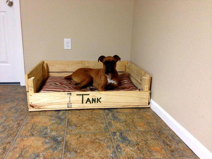 Pallet bed with shop dog bed underneath