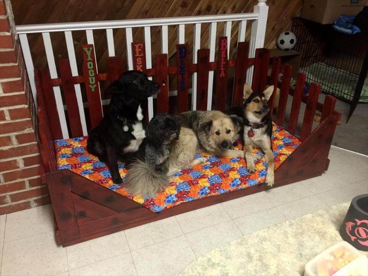 large wooden pallet dog bed