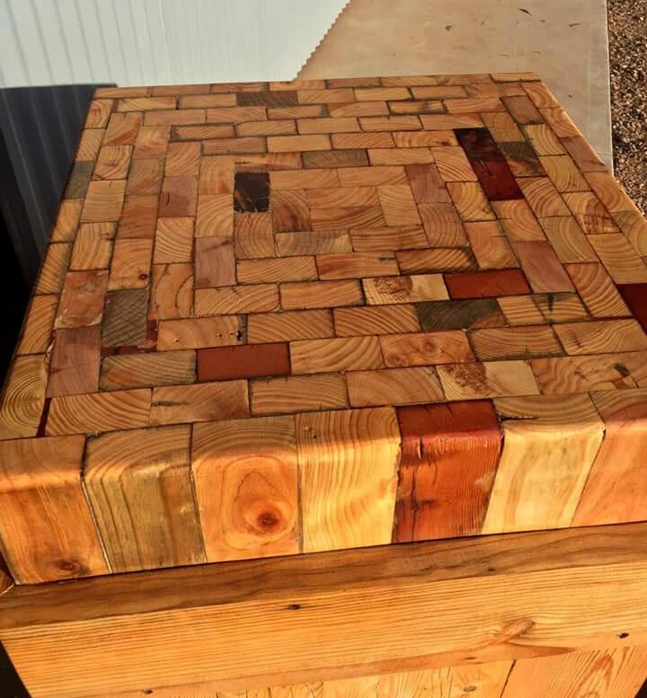multipurpose pallet wood table with mosaic top