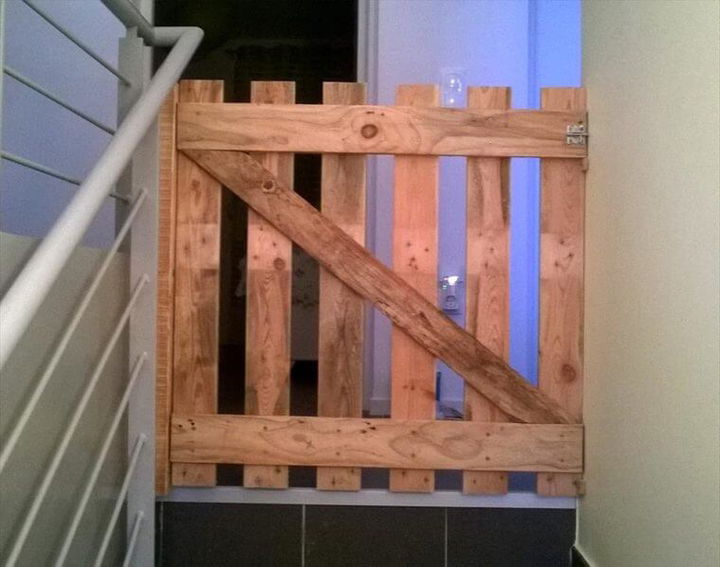 repurposed wooden pallet baby gate