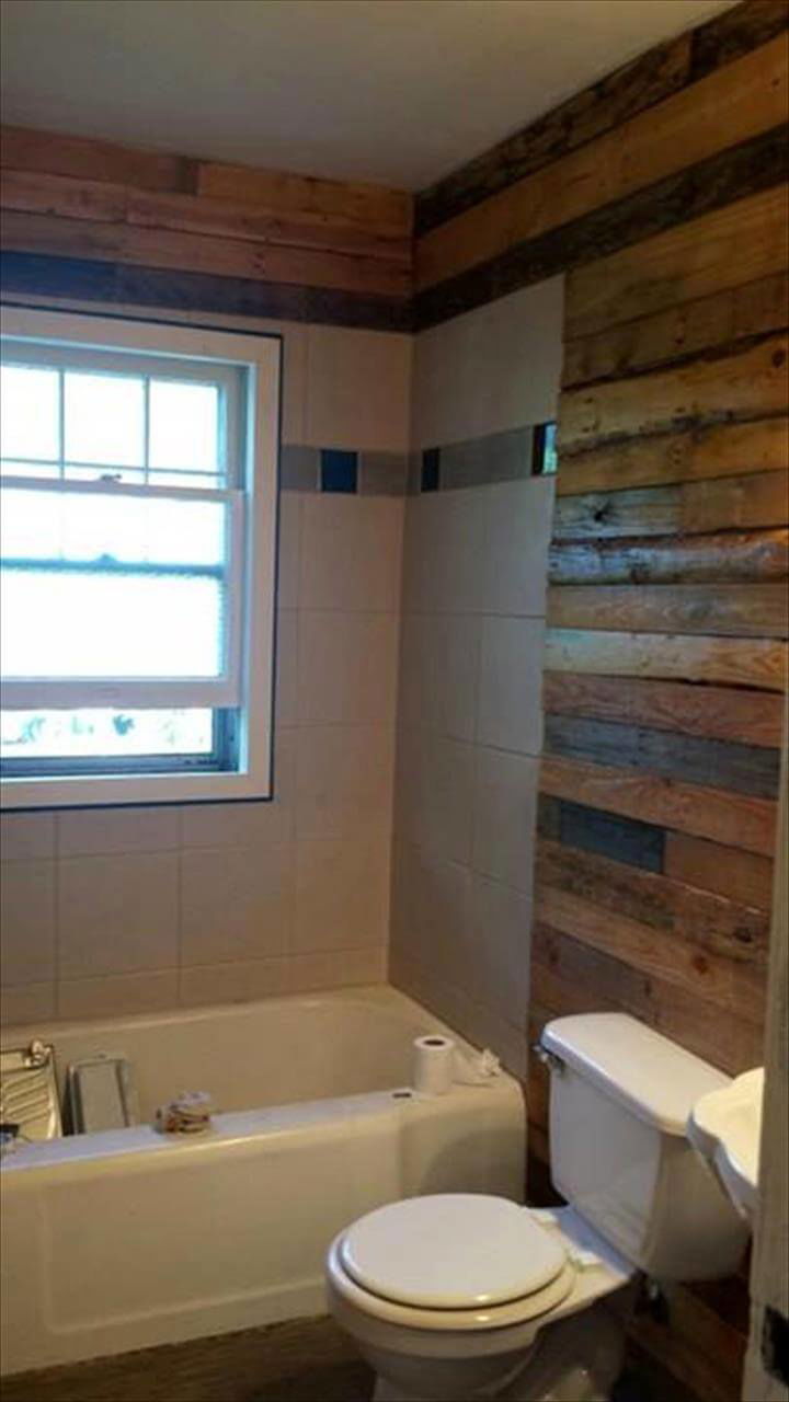 DIY Pallet Bathroom Wall Paneling - Easy Pallet Ideas