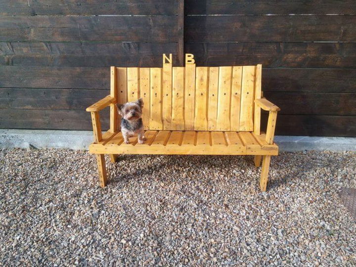 pallet bench for pebbled outdoors