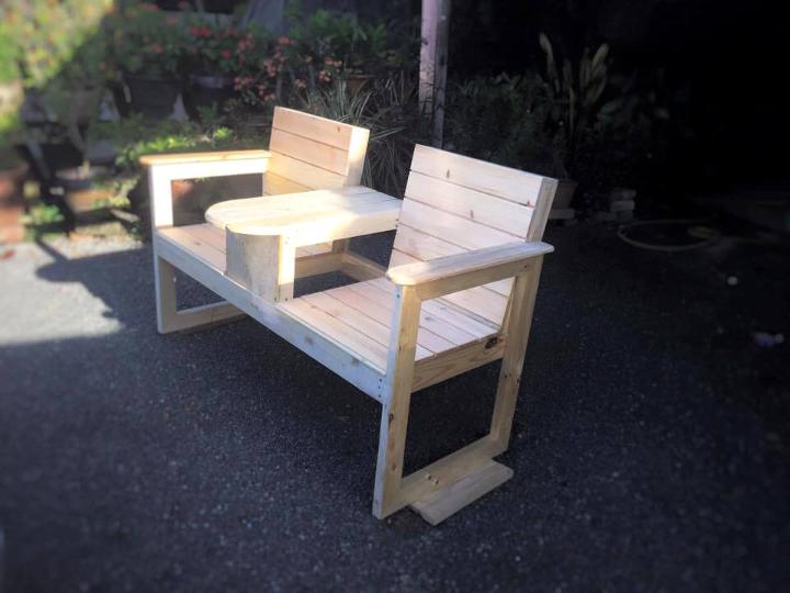sturdy wooden pallet double chair bench