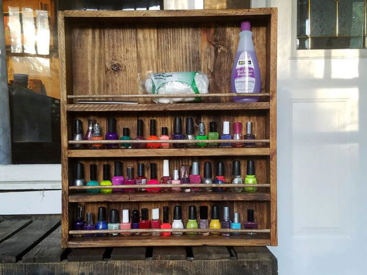 pallet wood nail polish rack