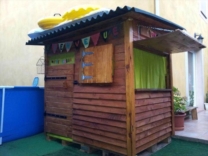 handcrafted wooden pallet playhouse