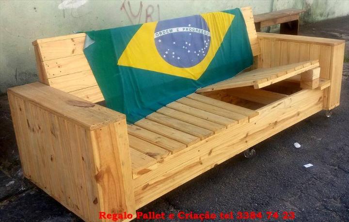 handcrafted pallet sofa with storage in the seat