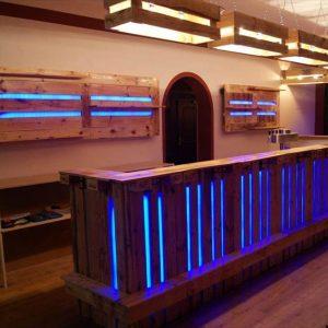 amazing bar done with pallets and custom lights