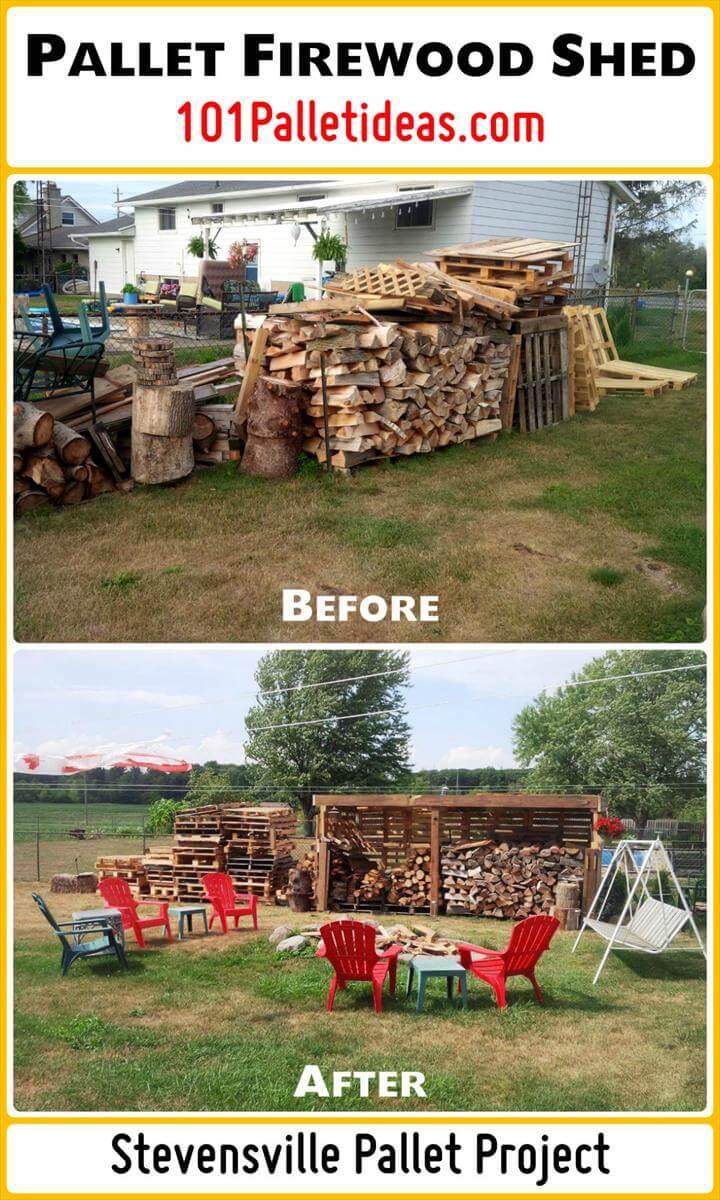 firewood shed made of pallets
