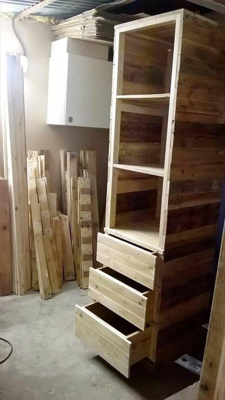 recycled wooden pallet cupboard or closet