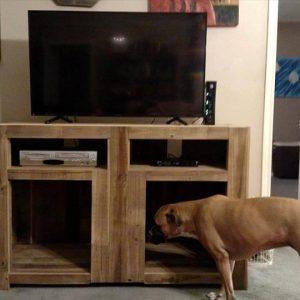 recycled pallet TV stand with storage