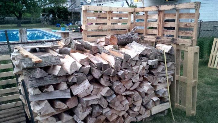 making a firewood shed with pallets
