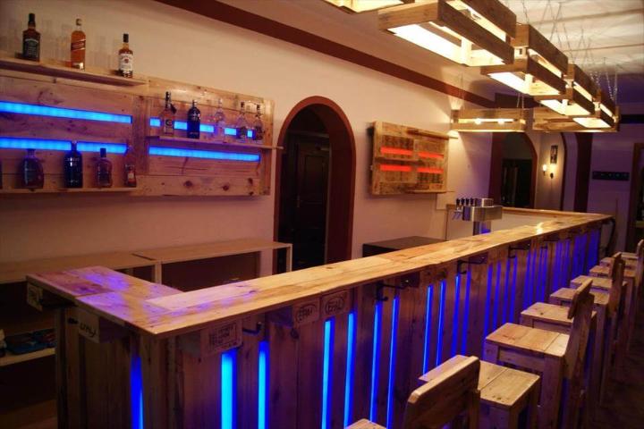 indoor bar done with pallets