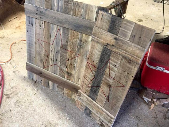 pallet made board with star sketches