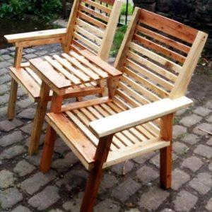 homemade wooden pallet double chair bench