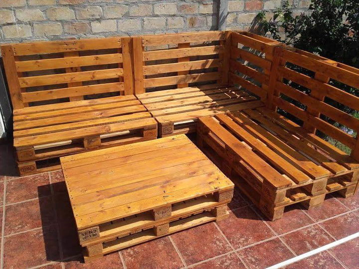 Gorgeous Pallet Outdoor Sofa Table Set Easy Pallet Ideas