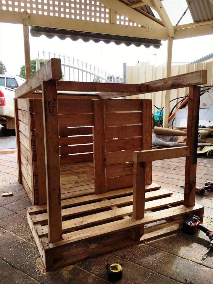 how to install a pallet dog house