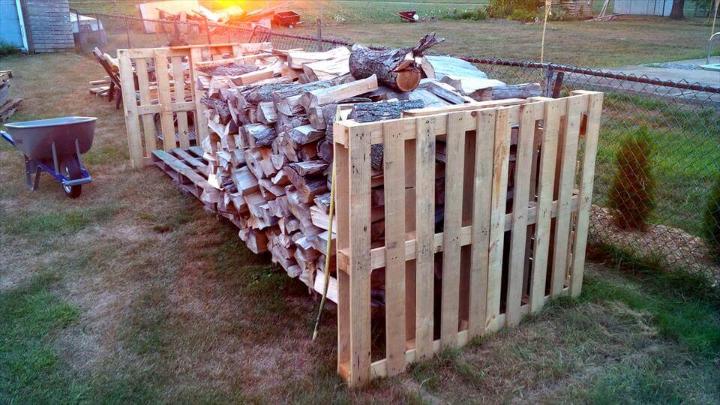 pallet firewood shed installation