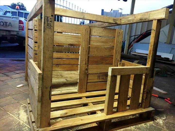 handcrafted wooden pallet dog kennel or dog house