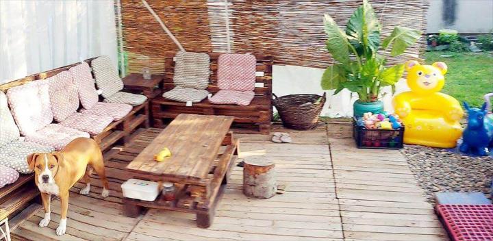 diy wooden pallet deck and furniture project
