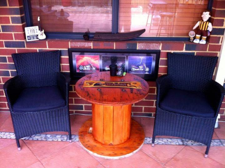 recycled spool bar side table or coffee table