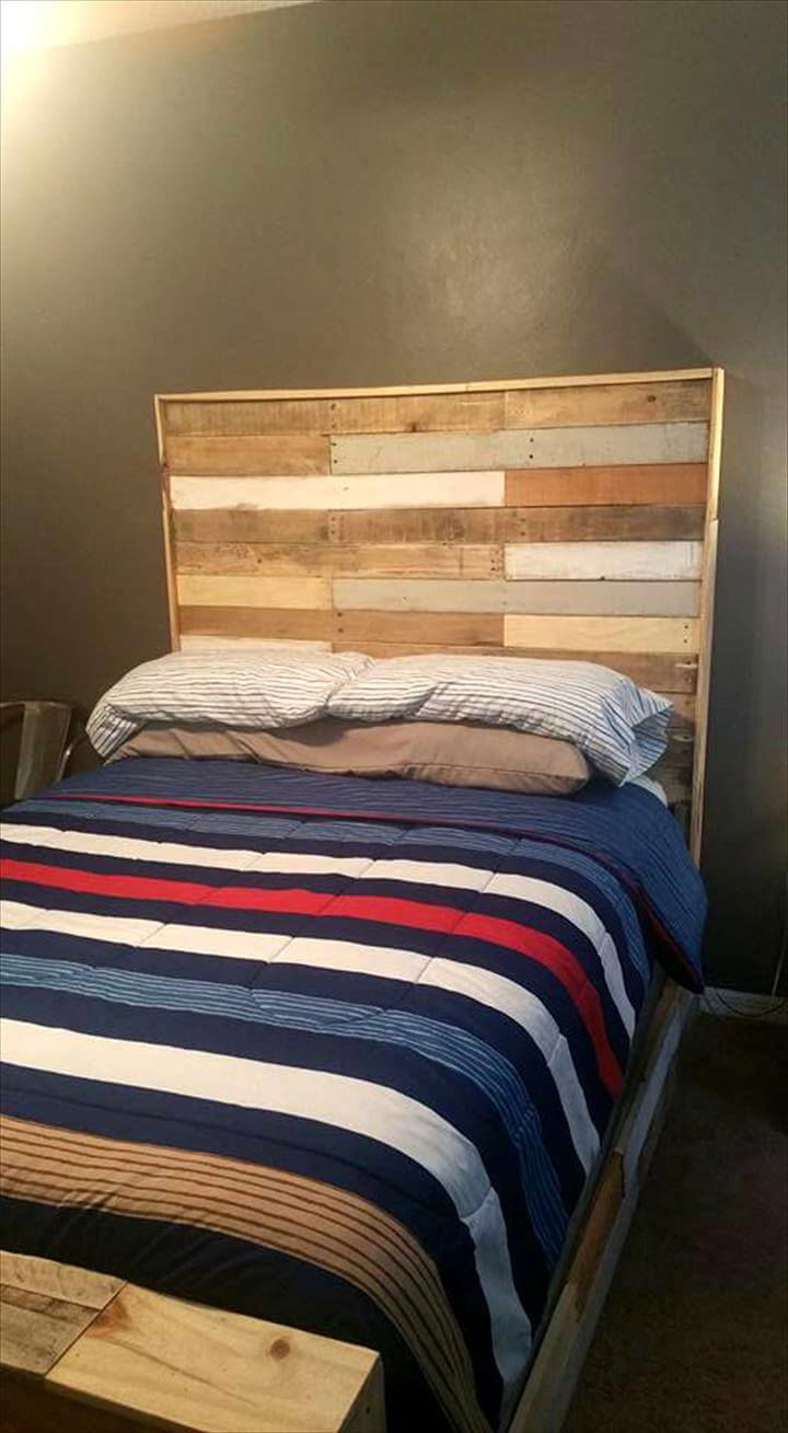 Beautiful Pallet Bed with Headboard & Nightstand - Easy Pallet Ideas