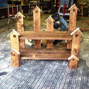 wooden pallet birdhouse bench