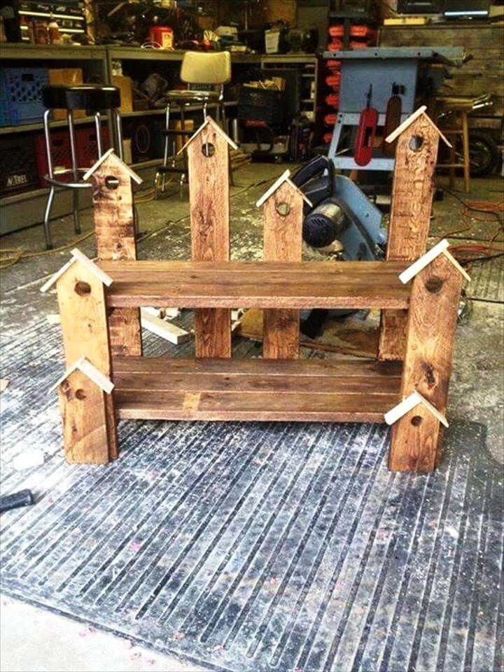 Pallet Birdhouse Bench - Easy Pallet Ideas